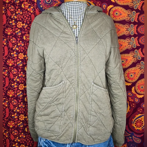 Quilted Olive Green Hooded Jacket - Picture 3 of 9